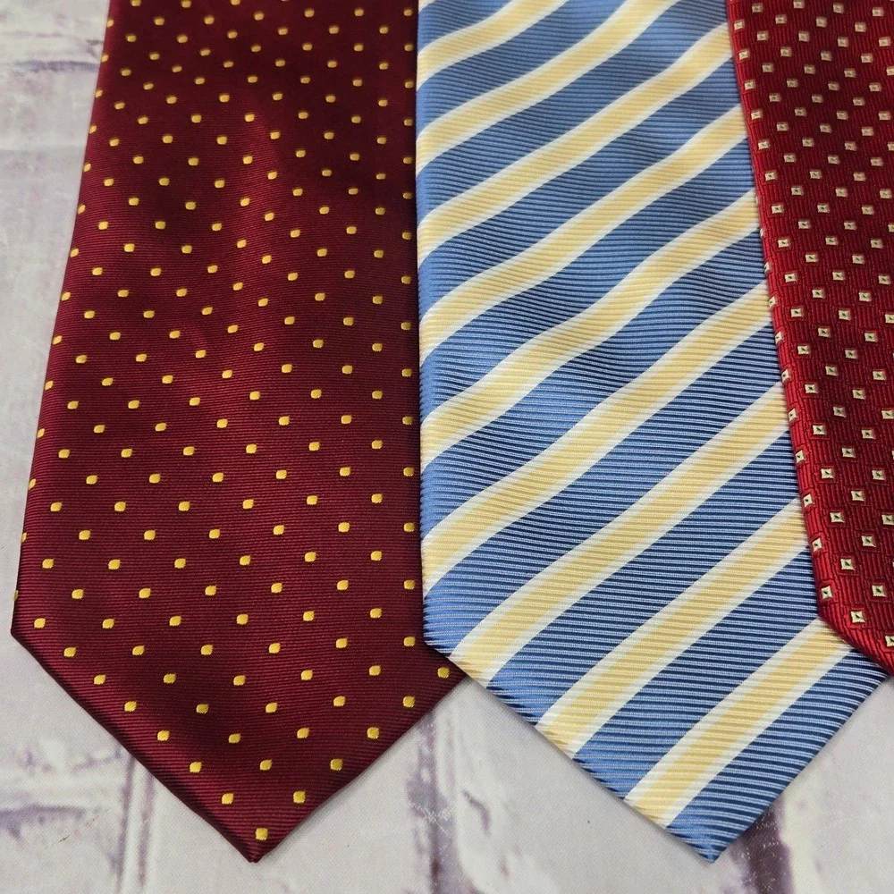 Lot of 4 Salvatore Ferragamo Paul Smith Ties Burgundy Blue Silk Designer Lot Men